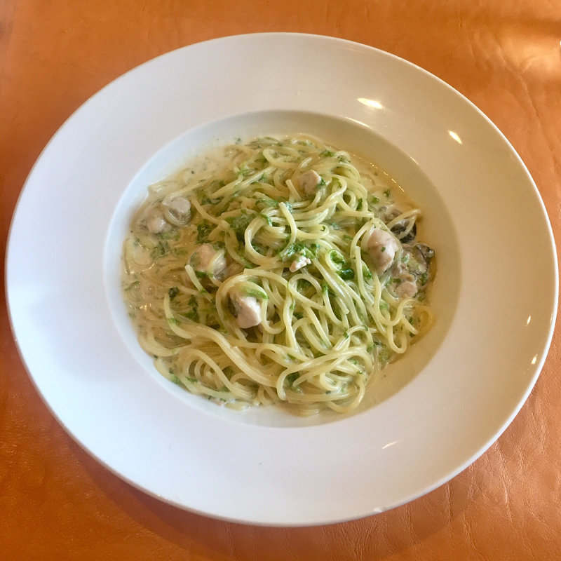 広島産カキと生青のりのクリームスパゲッティ(Spoon)