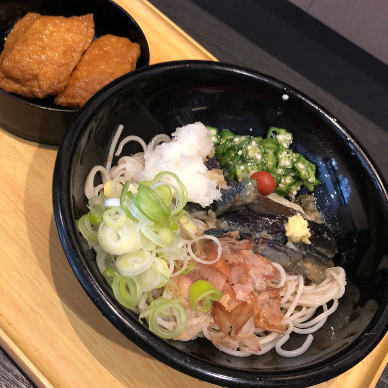 揚げ茄子そば 稲荷寿しセット(小諸そば 水道橋店 )