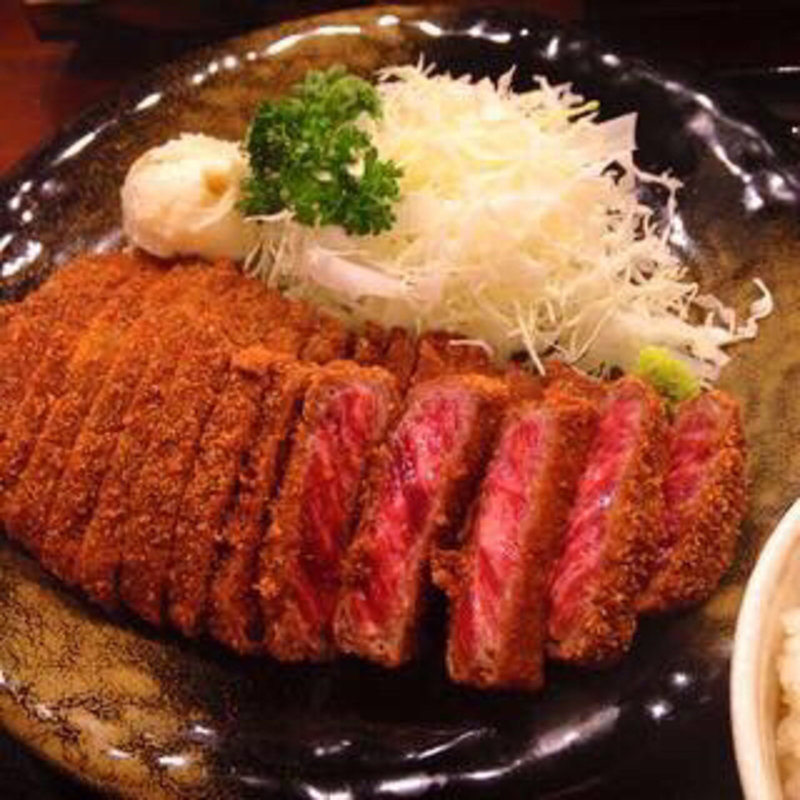 牛かつ麦飯とろろセット(牛かつもと村 西新宿店)