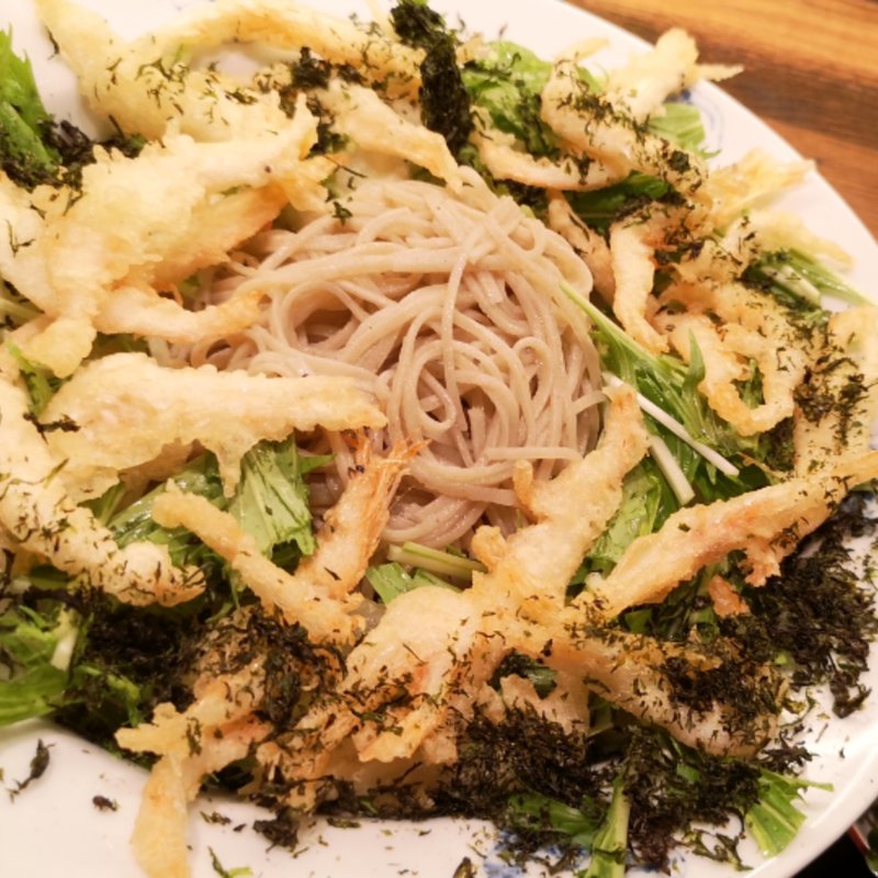 白えびと新玉ねぎの天バラぶっかけそば(蕎麦前ながえ、)