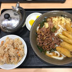 肉ごぼう天セット(牧のうどん 博多バスターミナル店)