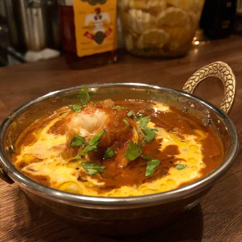 スクランブルエッグと海老のカレー(パヴォーネ・インディアーノ)