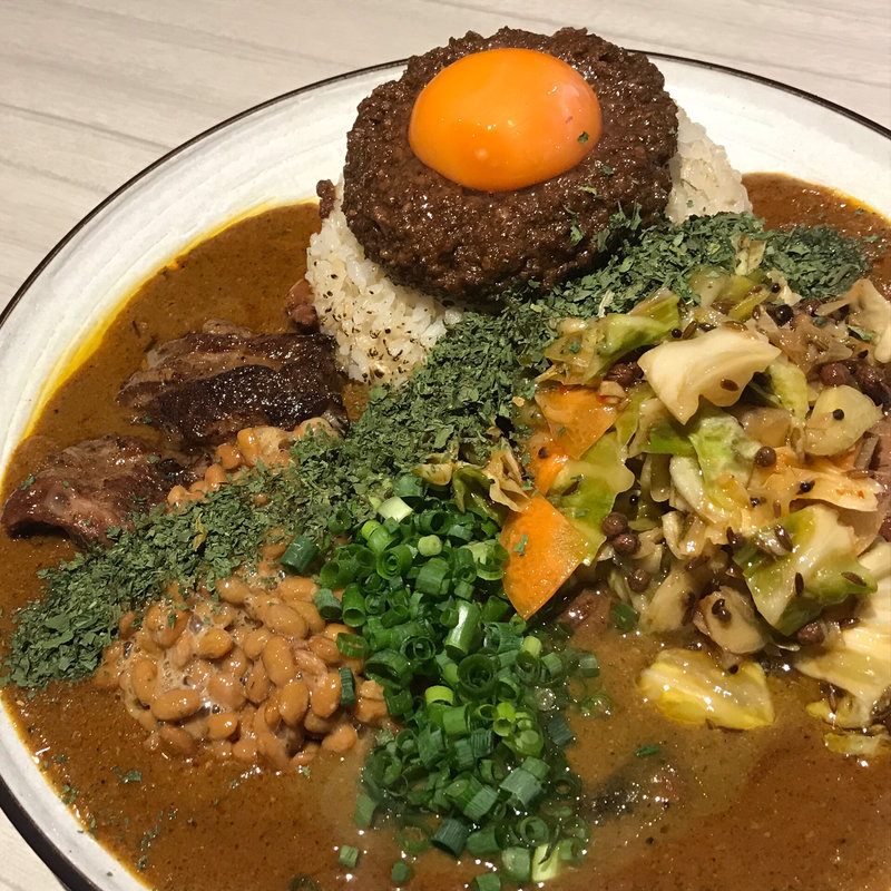 MIX並 キーマ 豚 アチャール 納豆 チーズ ドライパクチー(吉田カレー  )