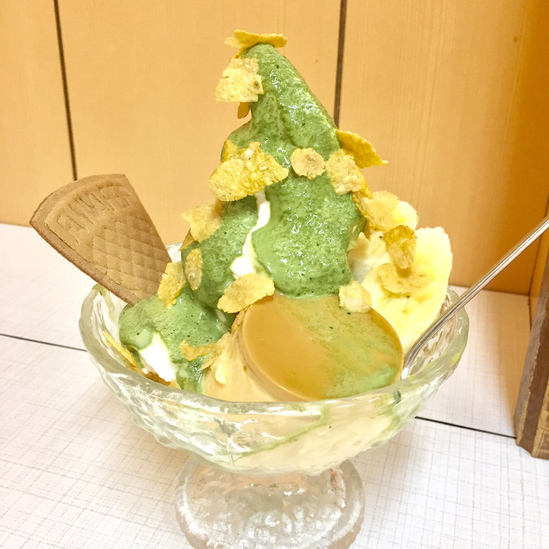 抹茶プリンサンデー(甘味処 角屋)