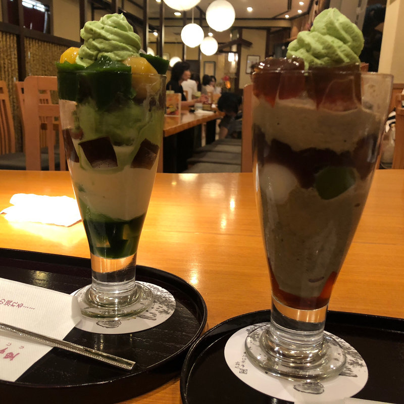 都路里パフェ&ほうじ茶パフェ(茶寮都路里 京都伊勢丹店 （さりょうつじり）)