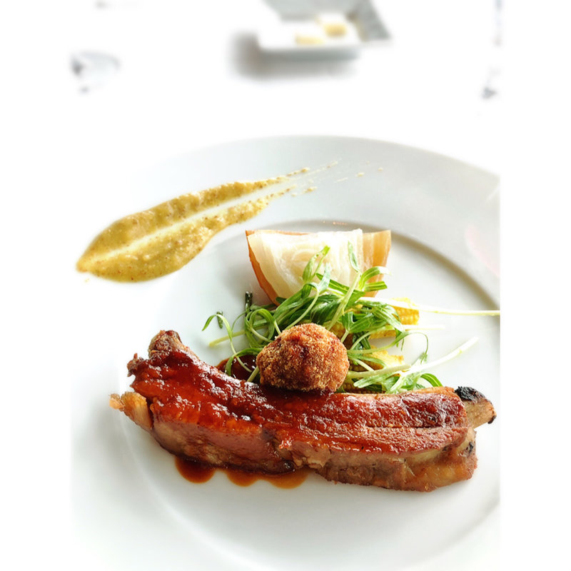 ポークバックリブ グリーントマトのモスタルダ(Fish Bank TOKYO)