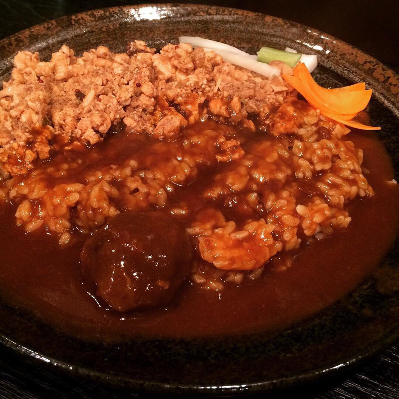 ビーフ＋激辛チキンキーマ＋鬼玉(和レー屋 南船場ゴヤクラ （ゴヤクラ）)