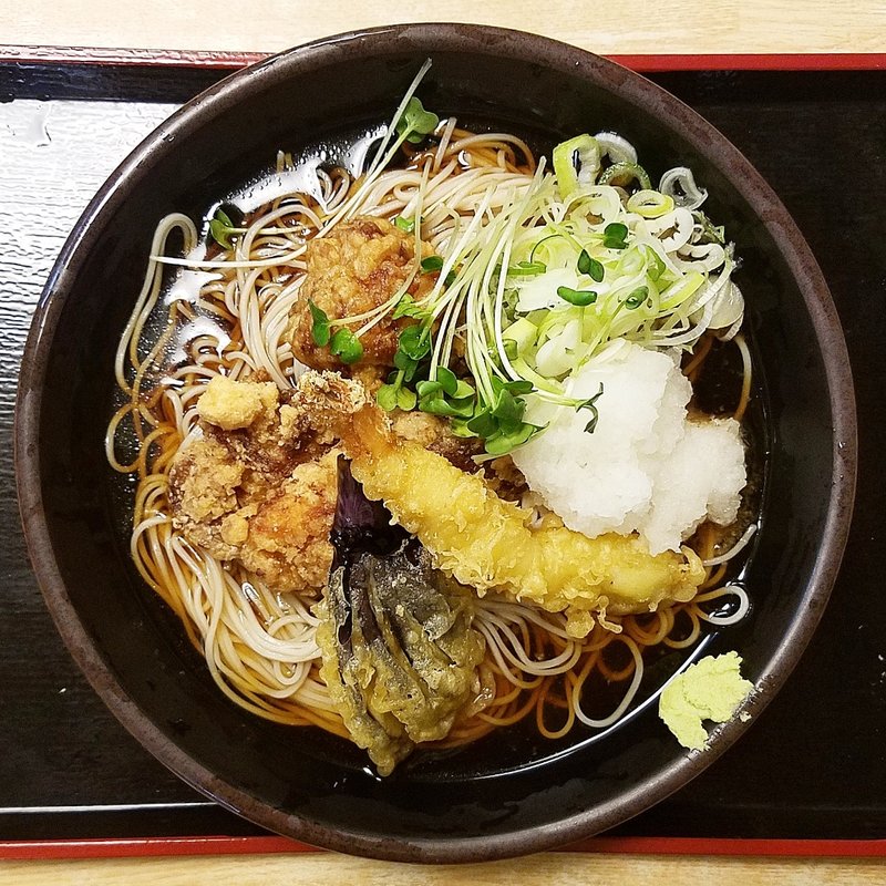 唐揚げおろしそば+海老天(ゆで太郎 六番町店 （ゆでたろう）)