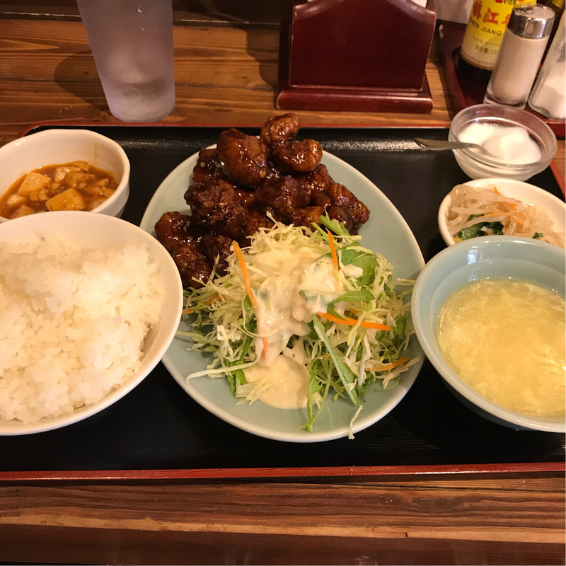 黒酢の酢豚定食(球音)