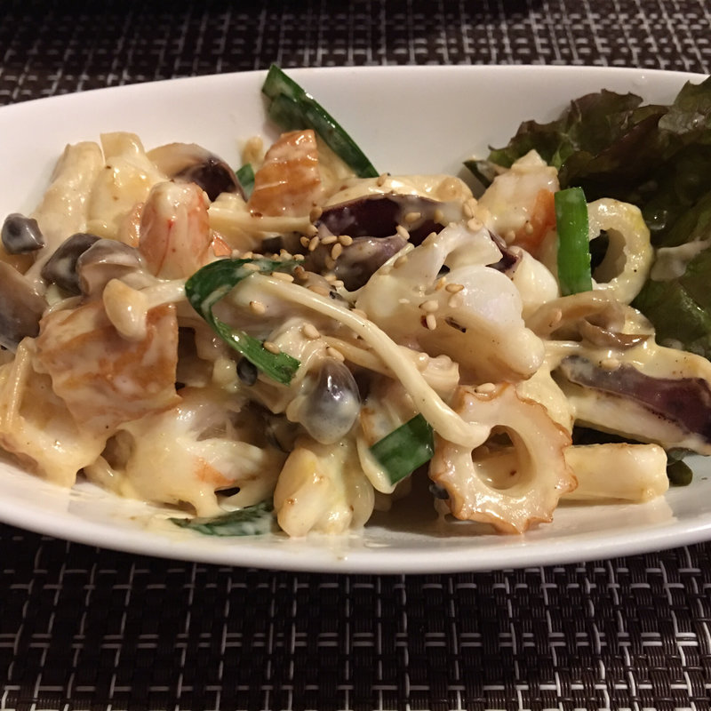 海老とイカの辛子マヨ炒め(魚処 まんぼう )