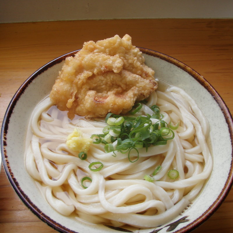 かけうどん+とり天(上戸 （西端手打）)