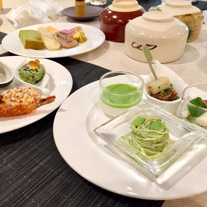 抹茶のバジルのカッペリーニ(料亭 淀川邸)