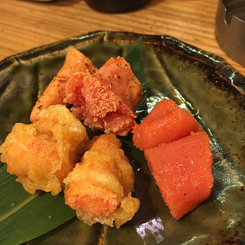 博多明太子 生･炙り･天ぷら 三種盛り(長浜鮮魚卸直営店 博多 魚助)