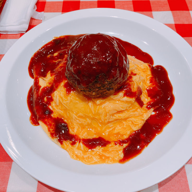 まん丸バーグとオムライス(東京洋食屋 神田グリル ペリエ千葉店)