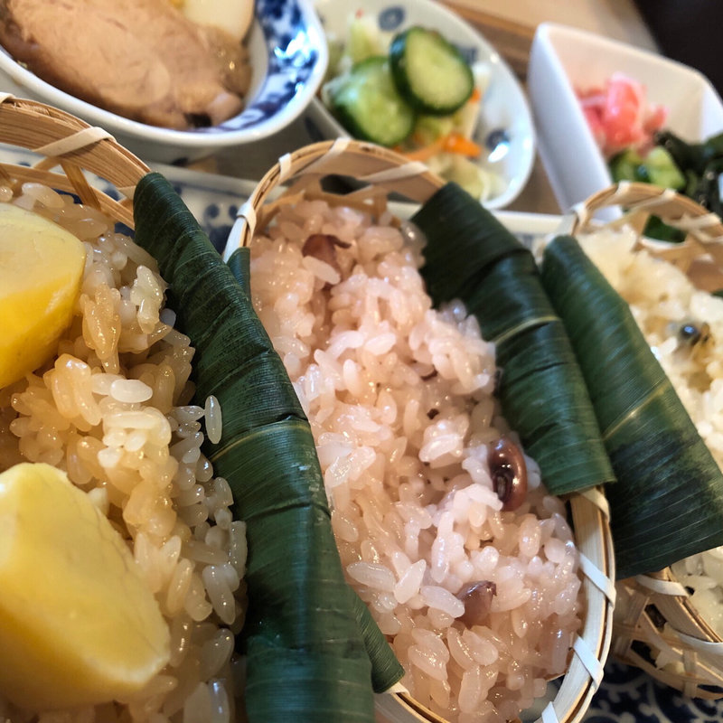 花ス五六御膳、おこわ3種(富久屋 春秋庵 本店)