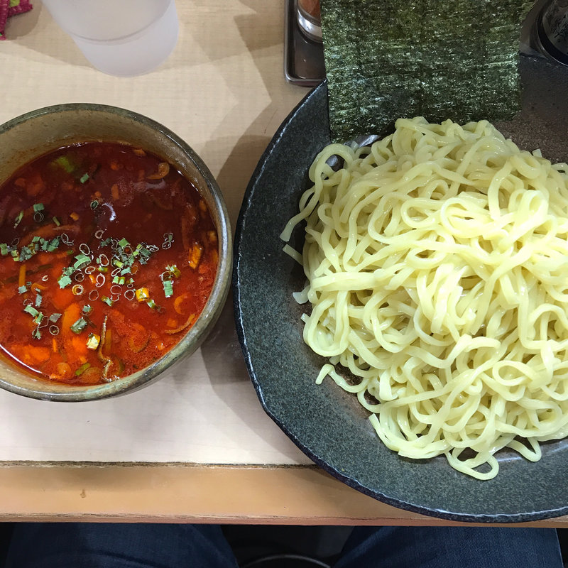 魚介醤油つけめん+カツオラー油（4辛）(らーめん・つけめん たつみ)