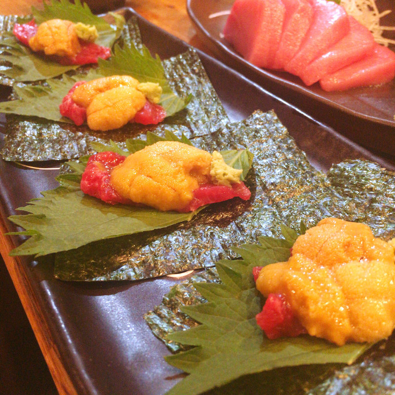 雲丹と生鮪の当て(まぐろの鉄人)