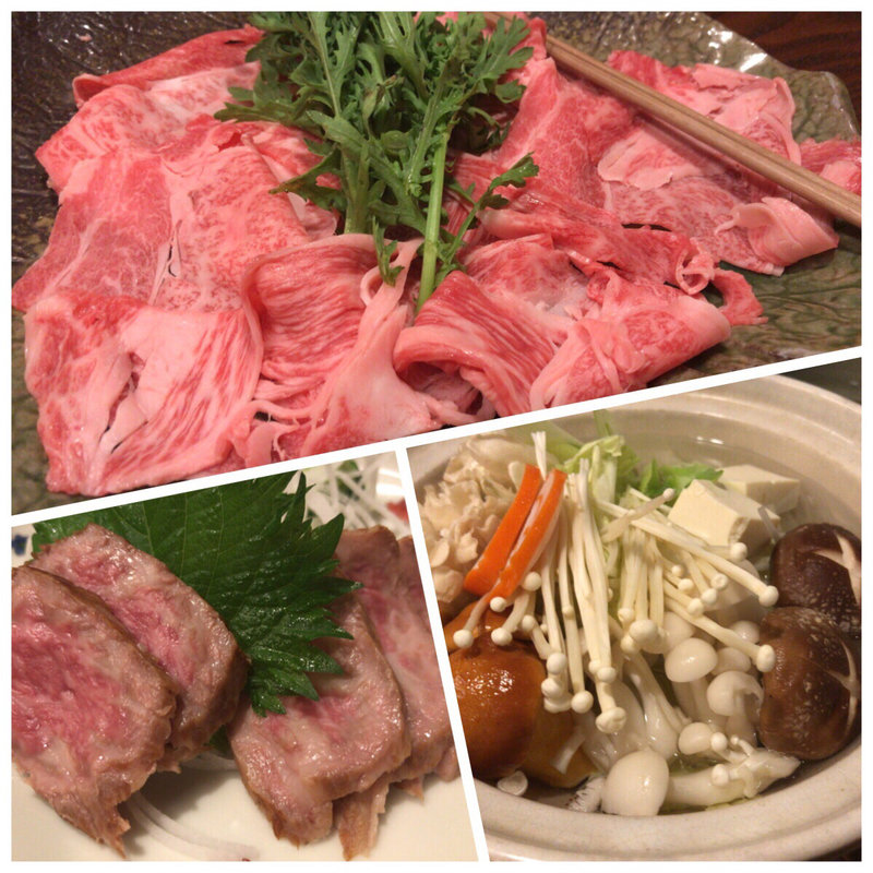 飛騨牛のしゃぶしゃぶ、飛騨牛のタタキ(濁河温泉　朝日荘 )