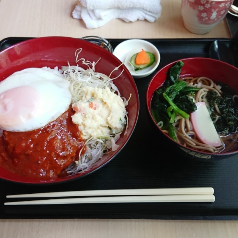 ハンバーグ丼・ミニそばセット(国田屋)