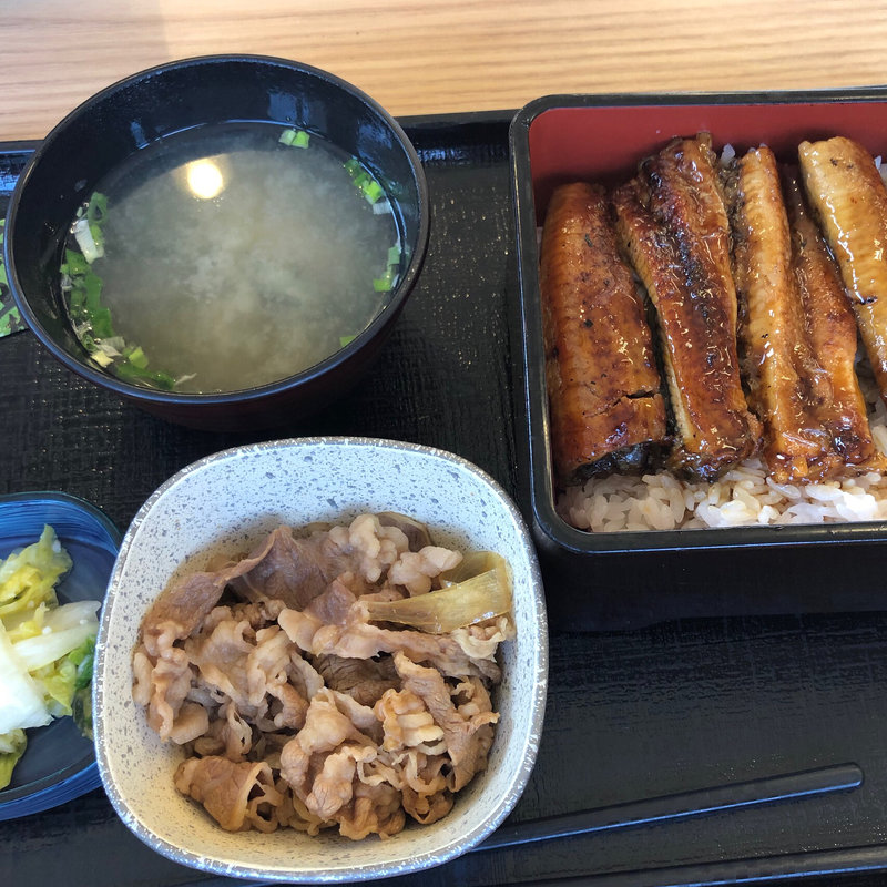 鰻重味噌汁牛小鉢セット二枚盛(吉野家 栗林店 )