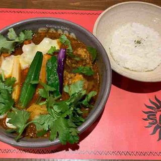 タンドリーチキンとひき肉パクチーズカリー＋ポーク(Curry&Cafe SAMA 神田)