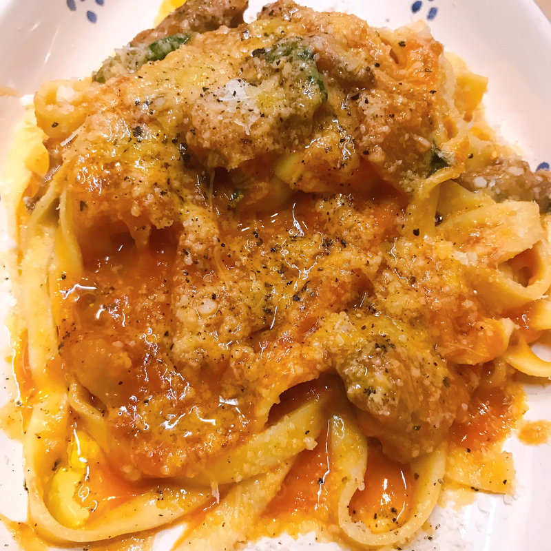 豚バラ肉のラグーソース トマト煮込み タリアテッレ(プテカ・ラ・ランテルナ)