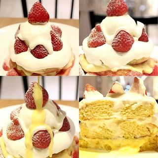 スノーミルキークリームパンケーキ(カフェ＆ブックス ビブリオテーク 東京・有楽町)