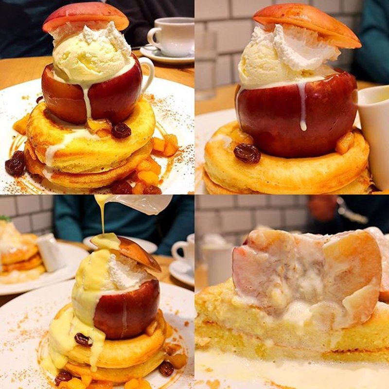 丸ごとリンゴのパンケーキ(カフェ＆ブックス ビブリオテーク 東京・有楽町（café & books bibliothèque Tokyo Yurakucho）)