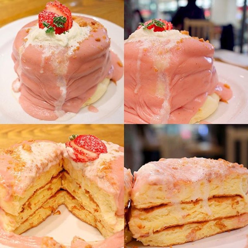 とちおとめと仏産ストロベリークリームのパンケーキ(Merengue （メレンゲ）)