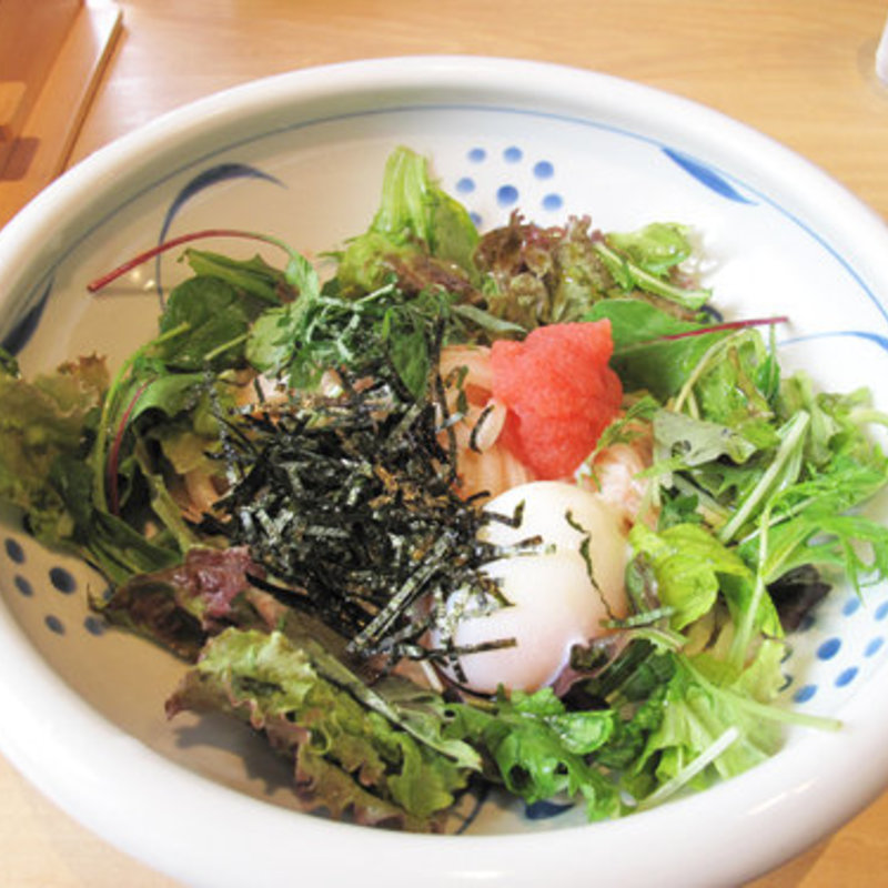 【夏季限定】博多明太サラダうどん(冷) 800円
麺少なめ(0.8倍) -50円(茶ぶ釜)