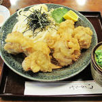 とり天ざるうどん950円＋温泉たまご100円