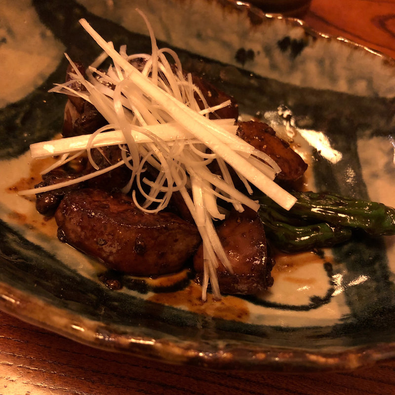 京鴨レバーのかえし焼き(茅ヶ崎 そば処 榮家)