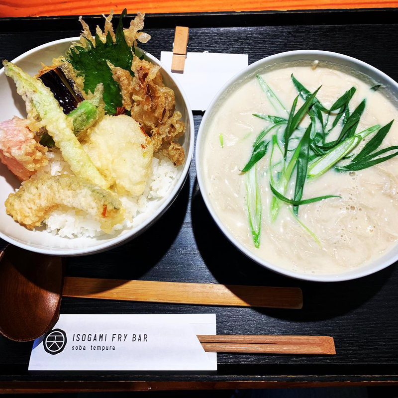 豆乳蕎麦と野菜天丼(ISOGAMI　FRY　BAR （イソガミ フライ バル）)