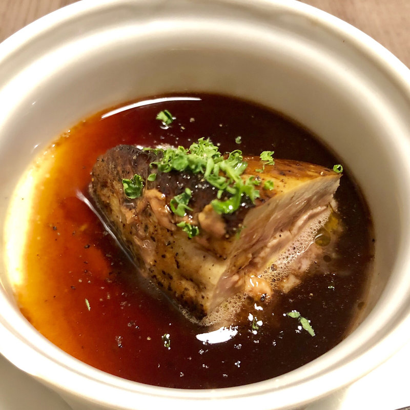 フォアグラと豆乳のフラン フォアグラのポワレ ポルトソース(トラットリア クロウド)