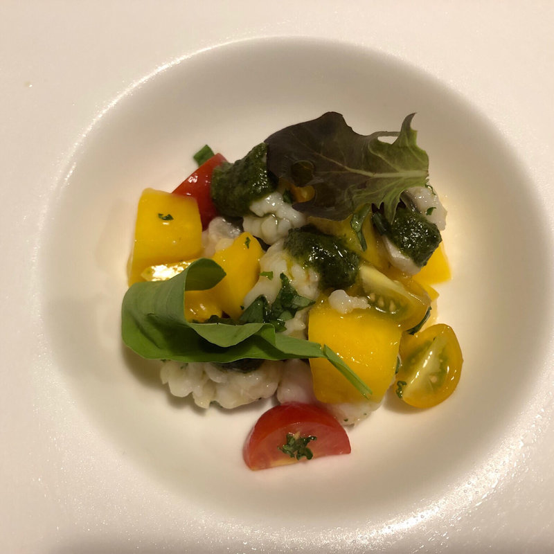 徳島産ハモとアップルマンゴーのマリネ(トラットリア クロウド)