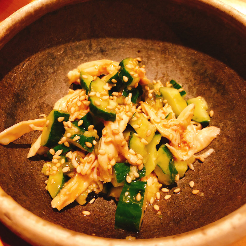 胸肉と胡瓜の山葵マリネ(五反田 鳥心)