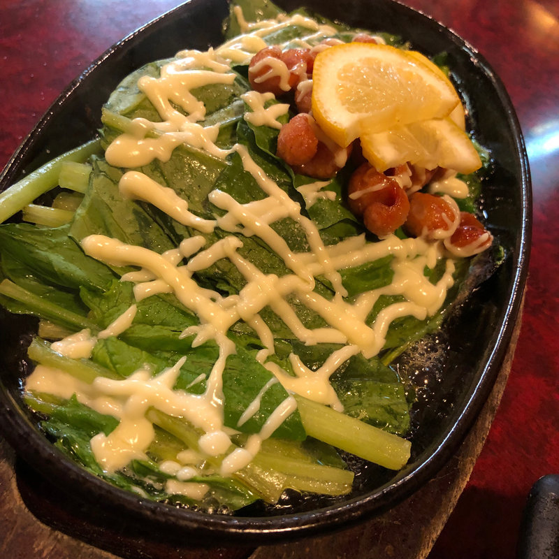 辛口ウインナーと法蓮草マヨネーズ焼き(風来坊 )