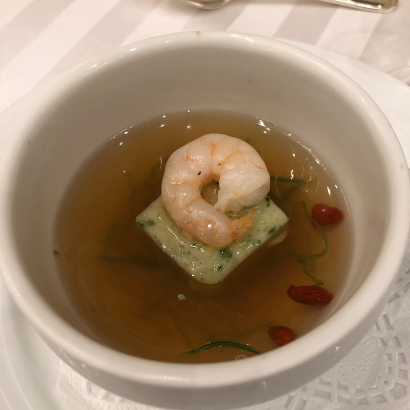 穴子しんじょうとキヌアのとろみスープ仕立て(阪神獺祭の会)(ウェスティンホテル大阪)