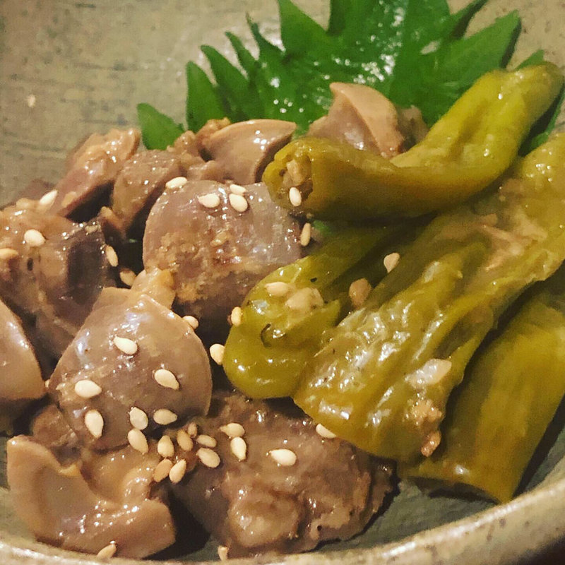 砂肝とししとうのレモン炒め(たぱす)