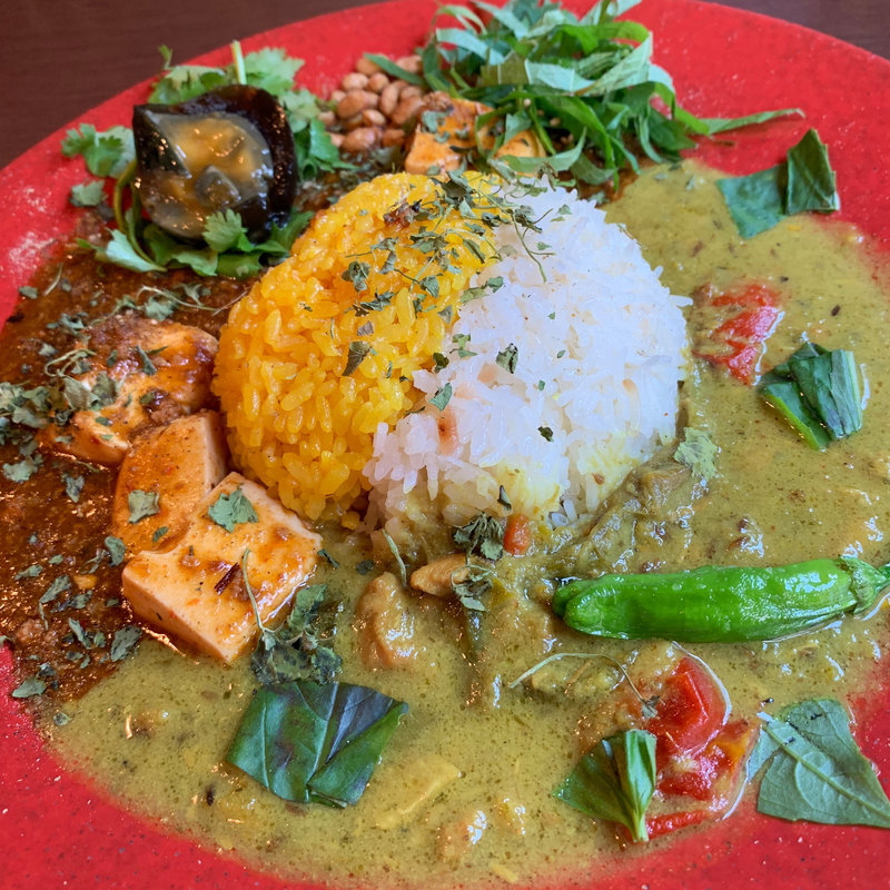 本日のカレー あいがけ パクピートッピング(PARADISO DEL VINO TAKEUCHI パラディーゾ デル ヴィーノ タケウチ)