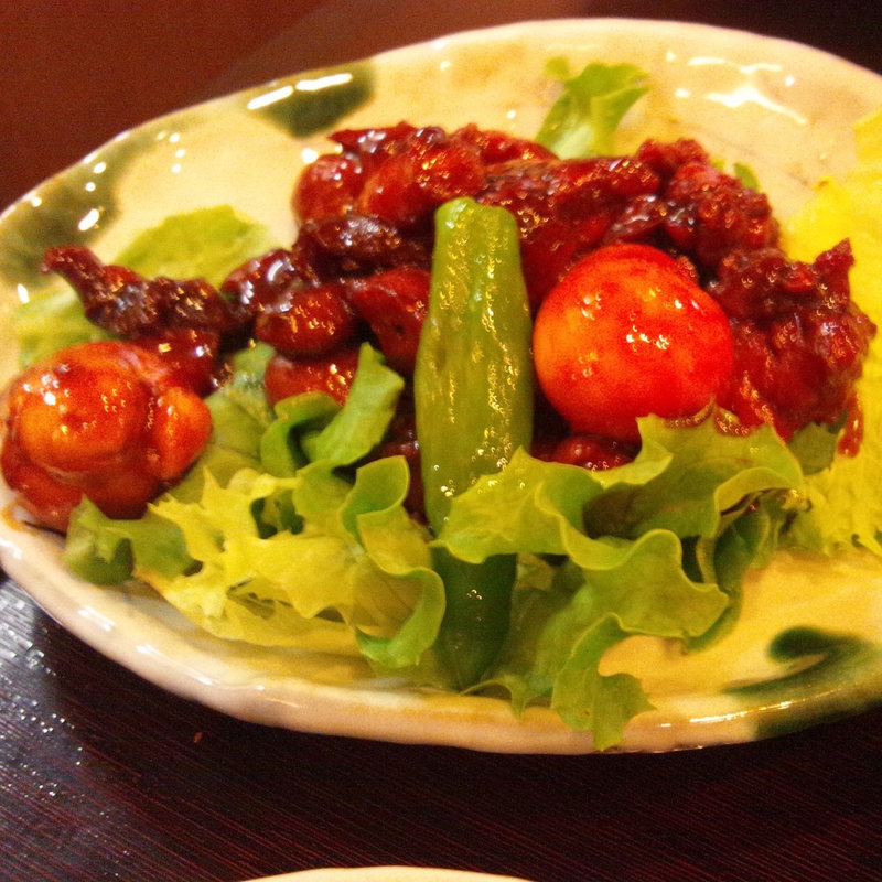 鶏モツの煮込み(手打ちそば奥村本店 （てうちそばおくむらほんてん）)