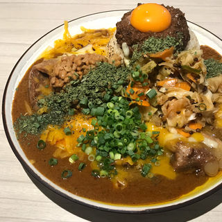 MIX 並 豚 キーマ 中華アチャール 納豆 チェダーチーズ チーズ ドライパクチー(吉田カレー  )