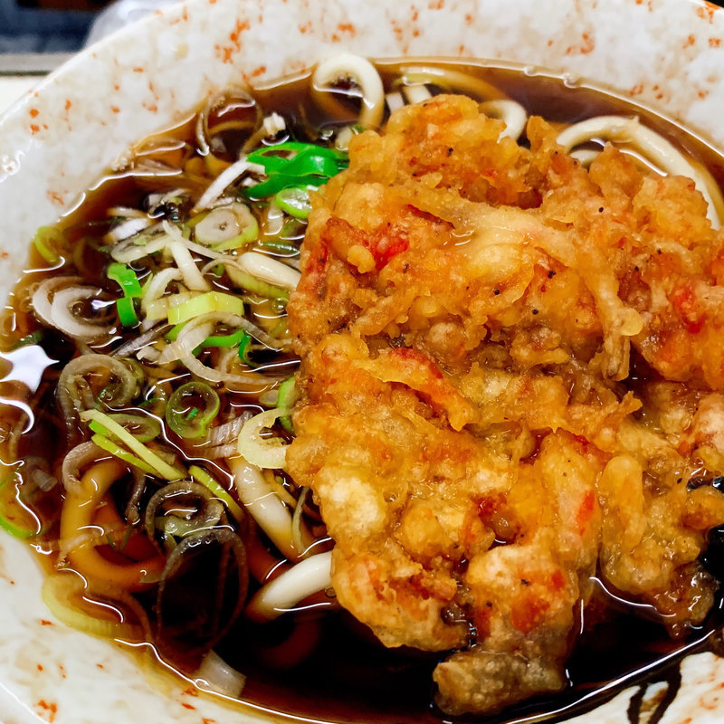 干しエビの天そば(仲屋製麺所)