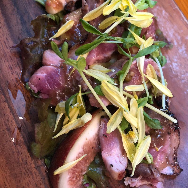 河内鴨のたたきとイチヂクのサラダ(ワインダイニング 「街角グラス」 町田)