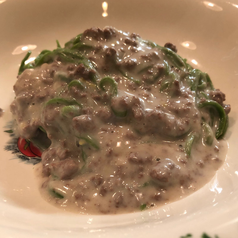 鴨のラグーとほうれん草のタリオリーニ(オステリアナカムラ)