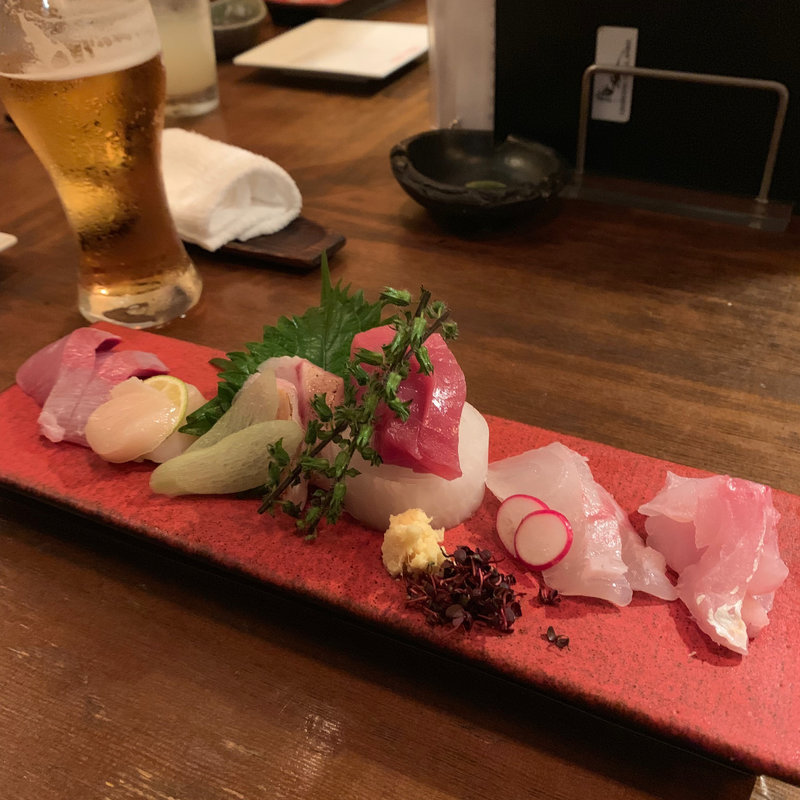 刺身五点盛り(庵狐 恵比寿店)