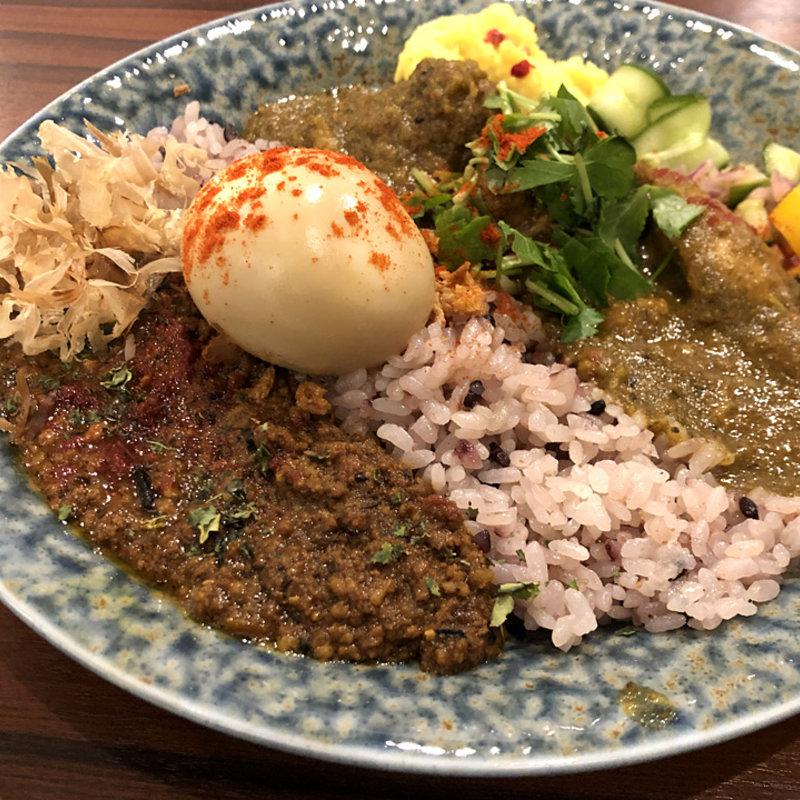 2種コンビカレー（スパイスだし半熟玉子付き）(イヌキヨカレー)