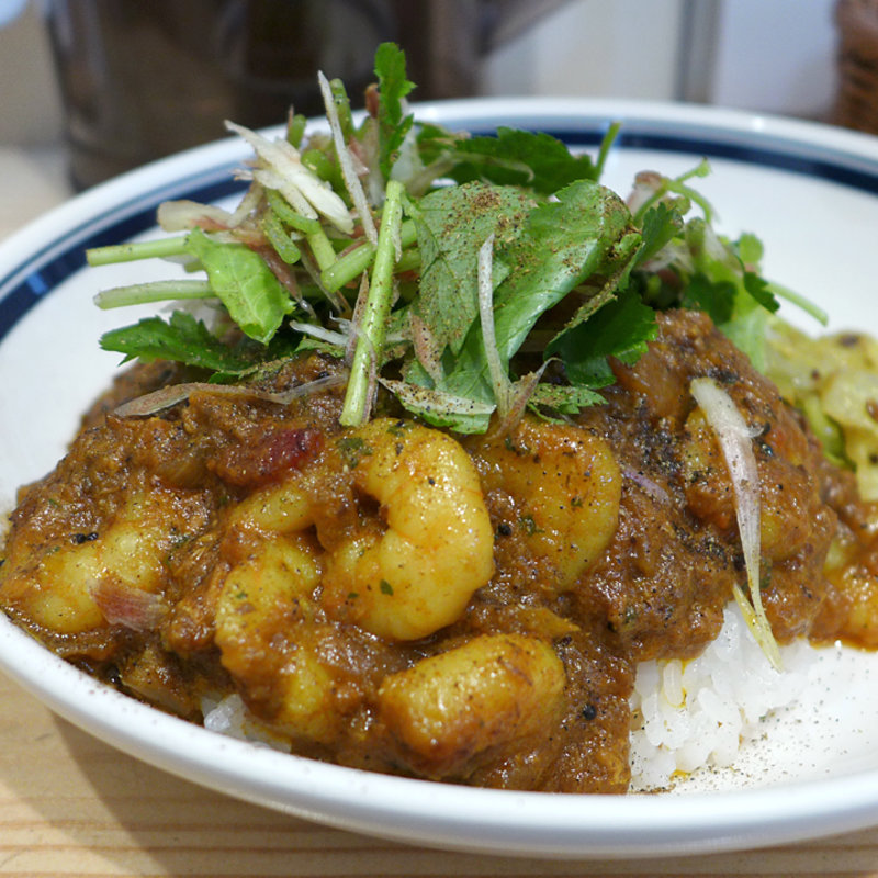 鯖キーマ(海老追加/大辛/ライス半分)(カレーライス専門店 ブラザー)