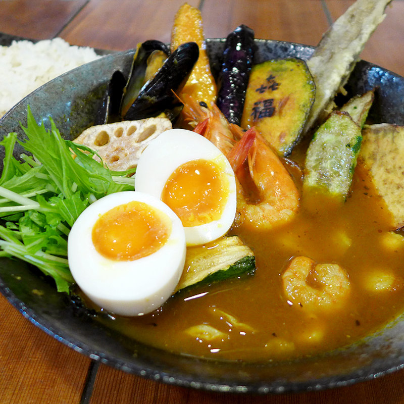 海鮮スープカレー(エビスープ/10番/味付け卵付)(SOUP CURRY KIFUKU(スープカレー キフク))