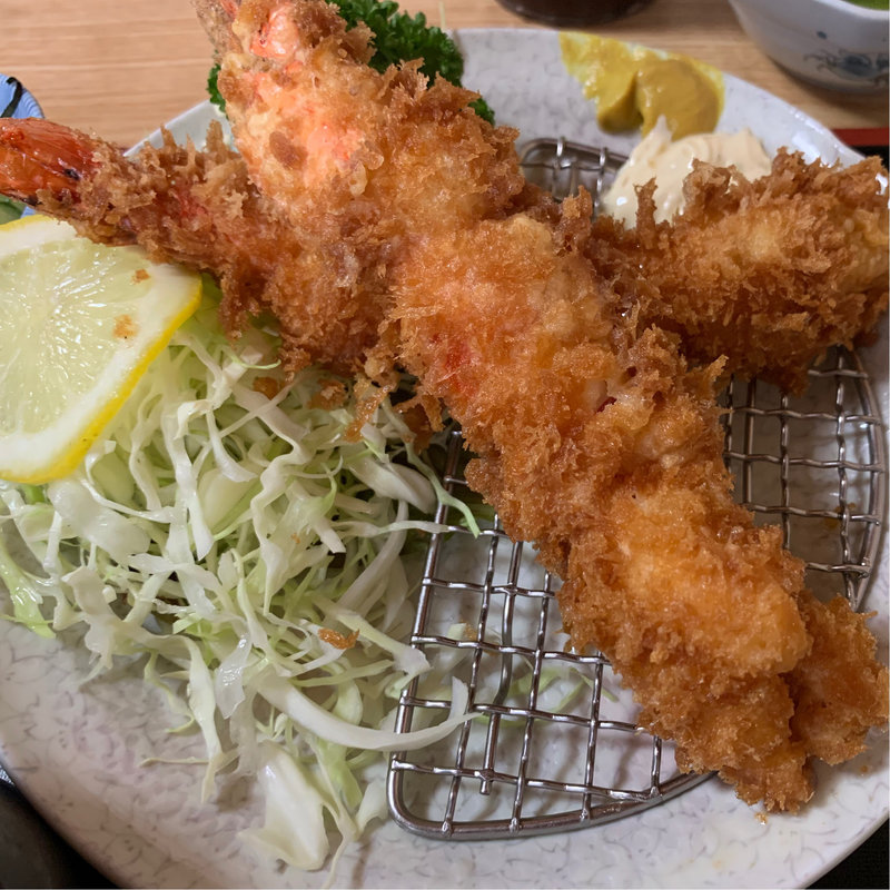 エビフライ定食(そば処おがわ)